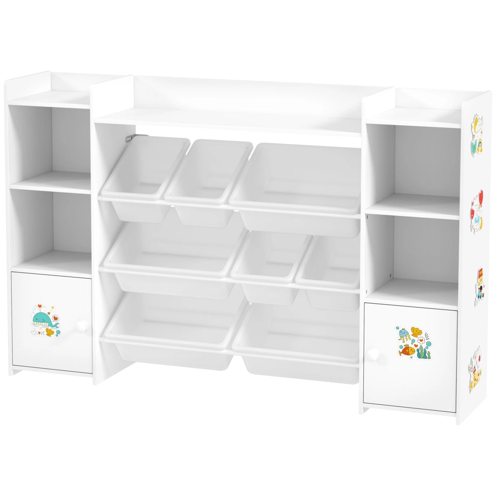 Scaffale portagiochi con 8 cassetti ¨C Xylo ¨C Bianco 140x30x90 cm