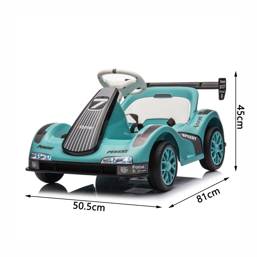 Go Kart Elettrico per Bambini 12V con Telecomando Macchina Cavalcabile a Batteria Verde con Musica e Luci LED 81x50.5x45 cm