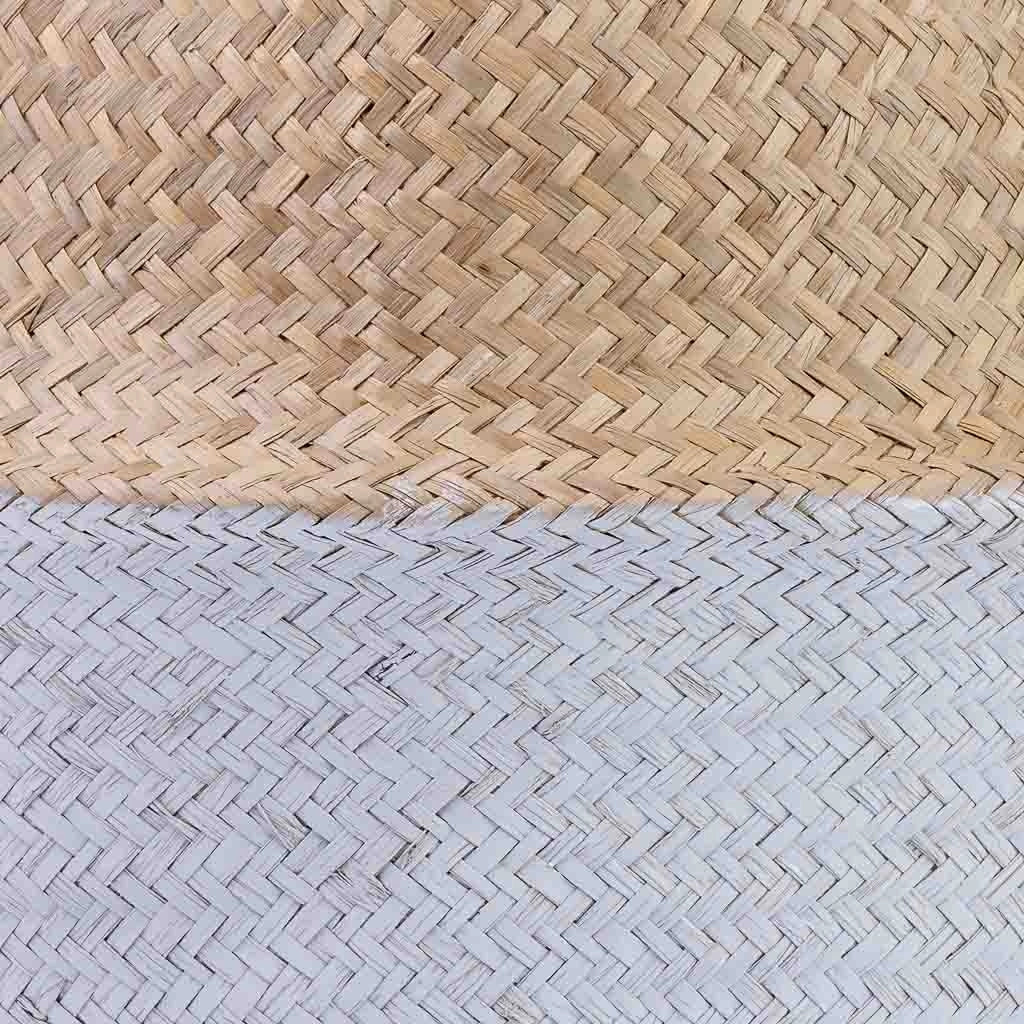 Cestino naturale con manici, vernice bianca, D40x36/48h cm