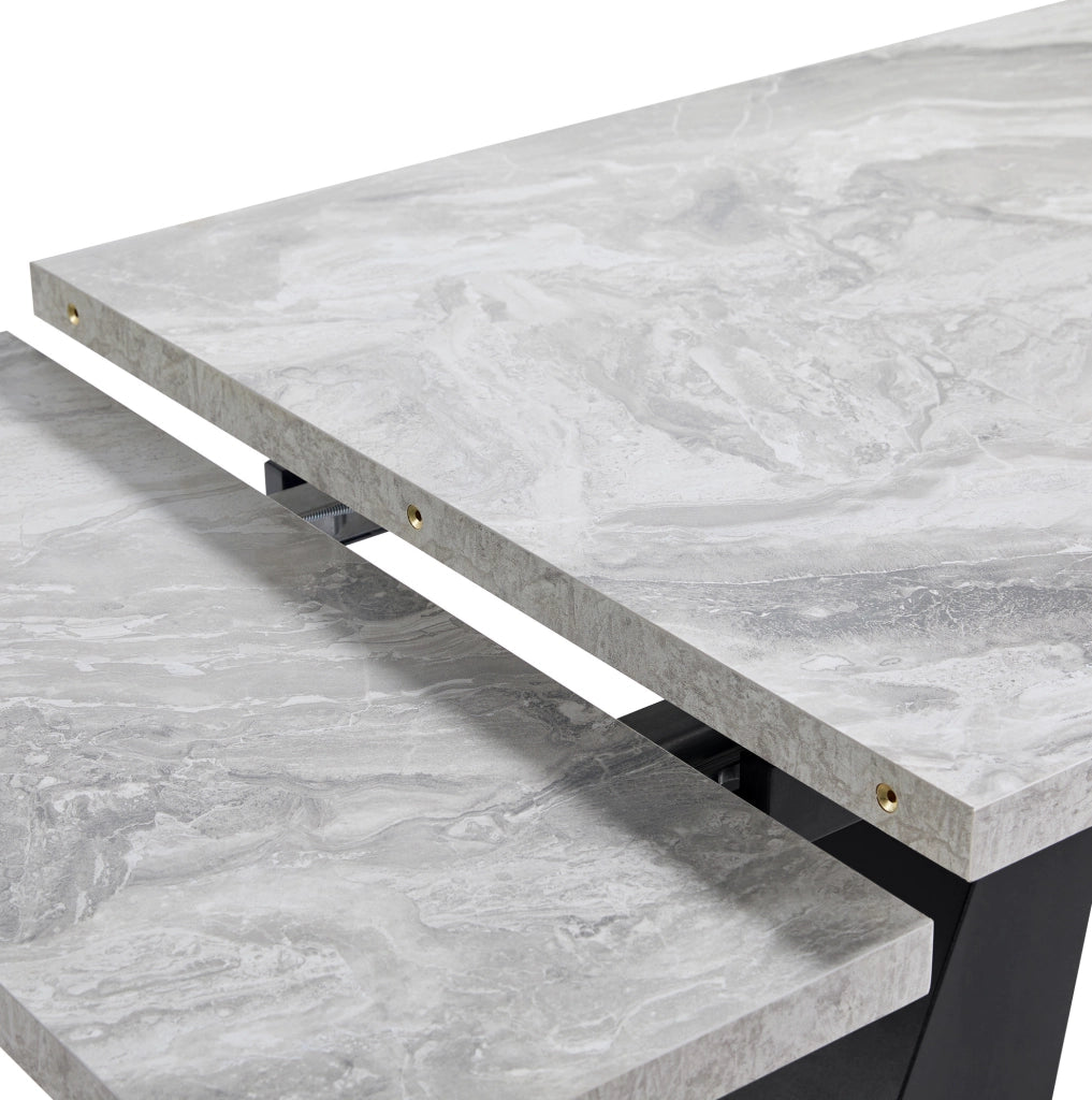 Tavolo da pranzo allungabile 99-159 x 74 x 77 cm, MDF grigio effetto marmo