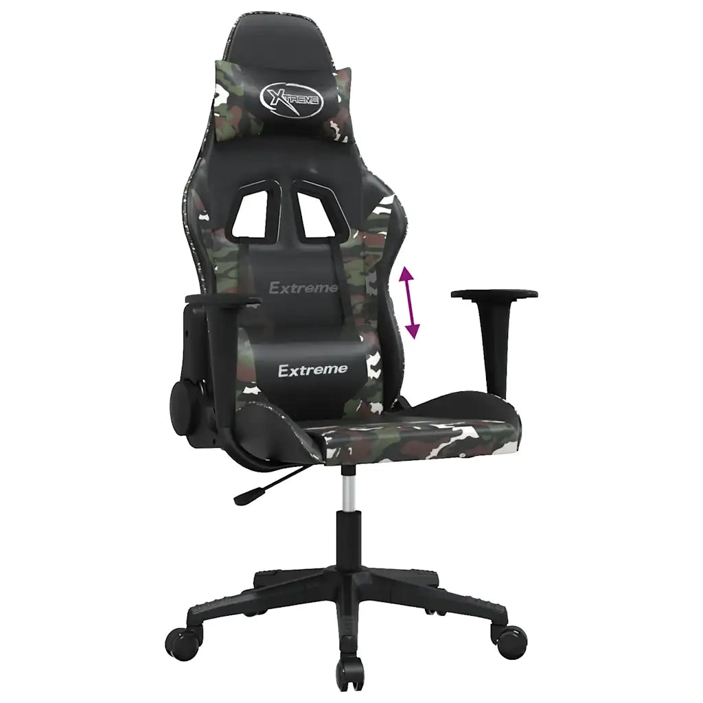 Sedia da Gaming | Sedia da e-sports Nero e Mimetico in Similpelle
