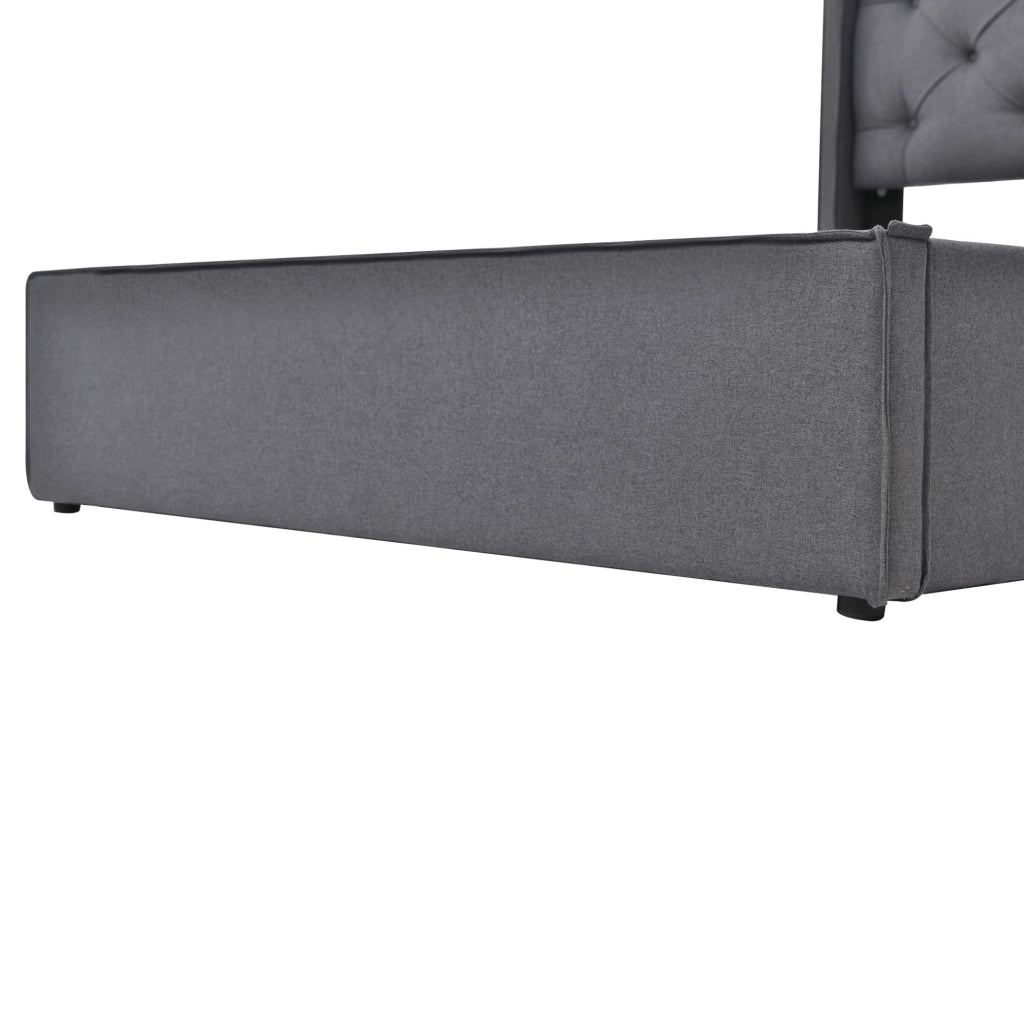 Letto matrimoniale contenitore 160x200 cm con sollevamento idraulico in cotone grigio HOMVRA
