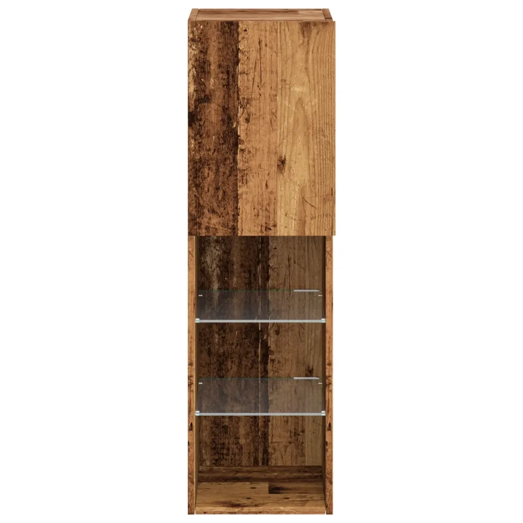 Mobile TV | Armadietto TV | Mobile Porta TV con Luci LED Legno Antico 30,5x30x102 cm