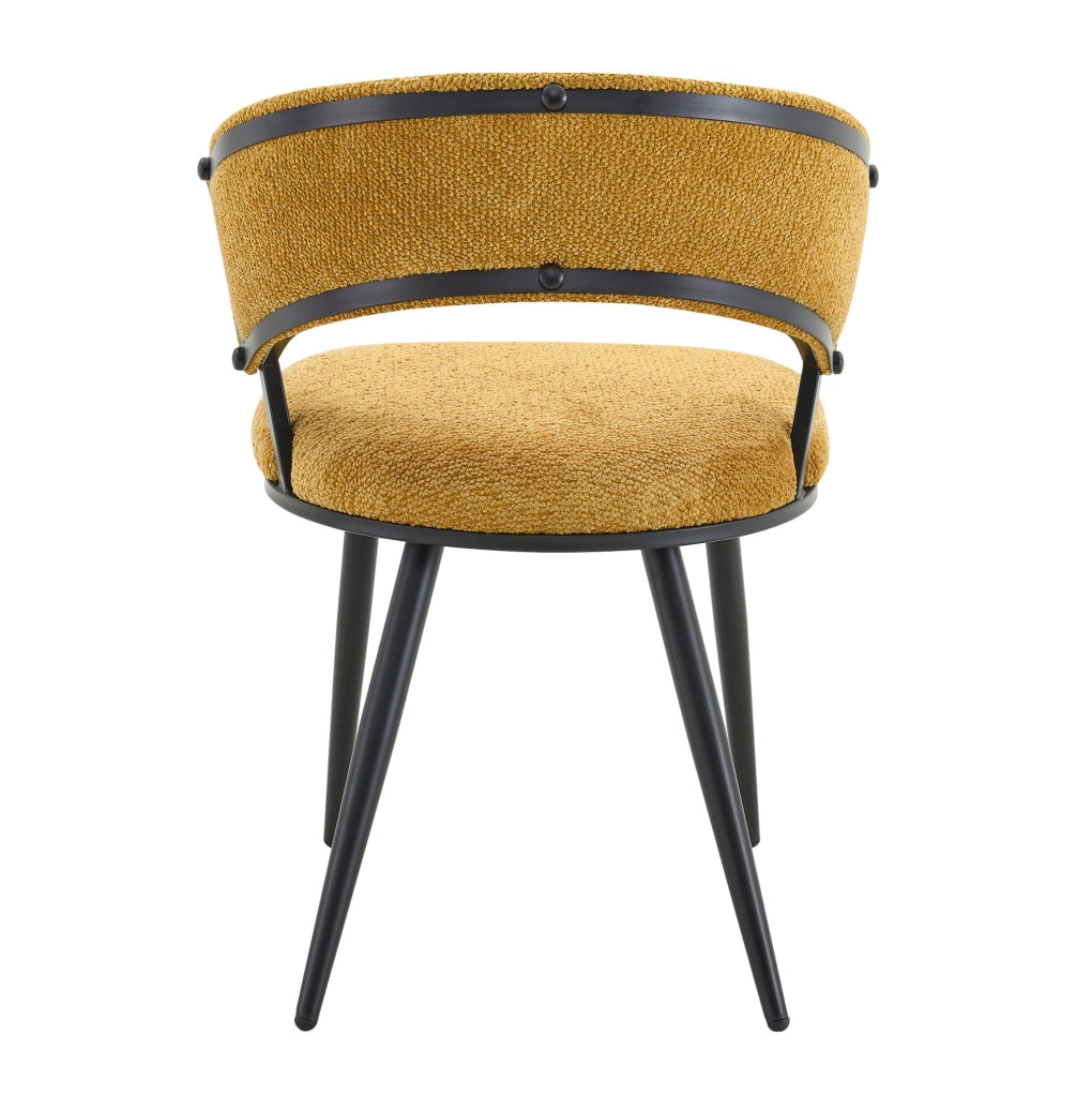 Set di 2 Sedie da Pranzo in Velluto Giallo con Struttura in Metallo Nero