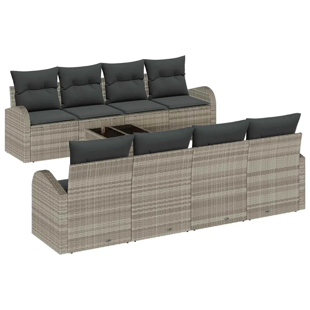 Set Divano da Giardino 9 pcs Grigio chiaro e grigio scuro