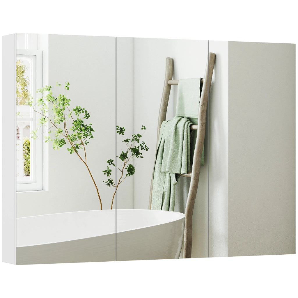 Armadio da bagno con specchio ¨C zephmum ¨C bianco 91.5x11.5x65cm