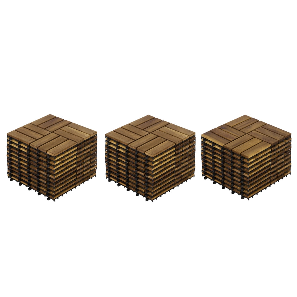 Piastrelle a incastro ULEVR 30,5x30,5 cm in legno di acacia giallo, spessore 1,9 cm per esterni