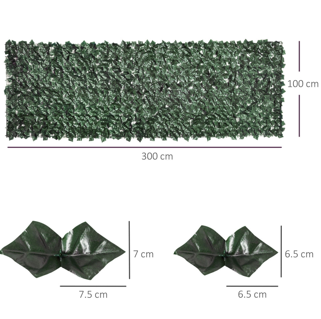 Siepe artificiale frangivista 300x100 cm in plastica verde scuro resistente ai raggi UV