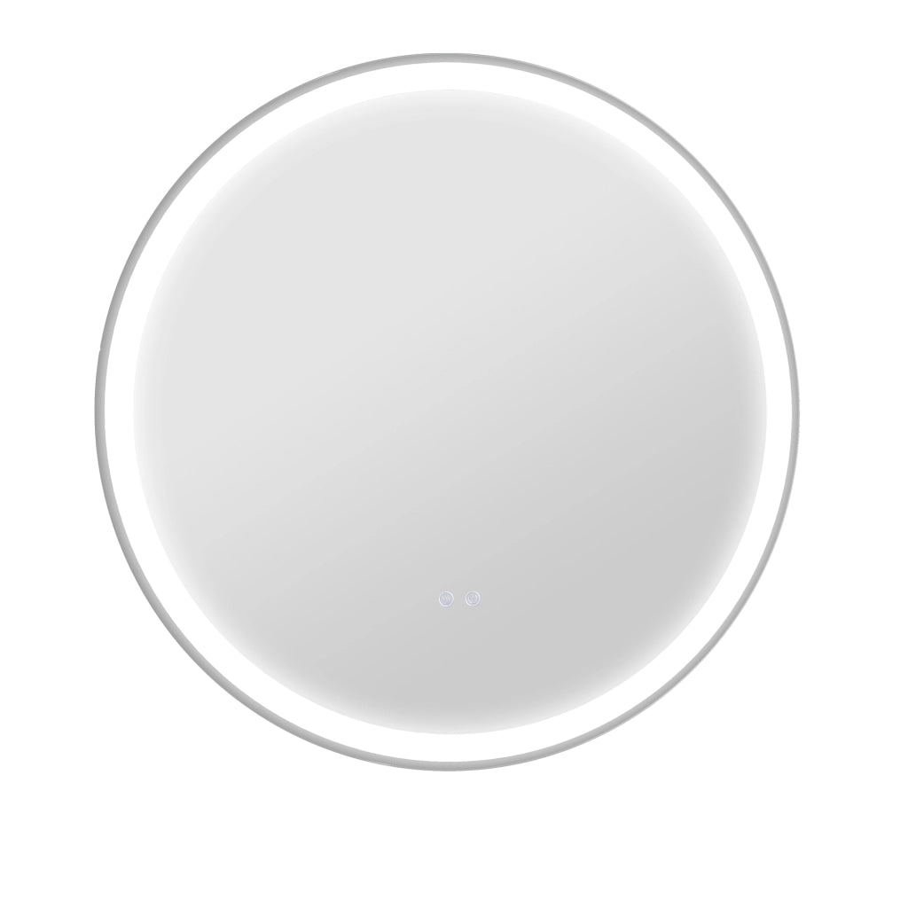 Specchio bagno LED rotondo Ø 60 cm con touch, 3 colori di luce, antiappannamento e cornice in alluminio bianca