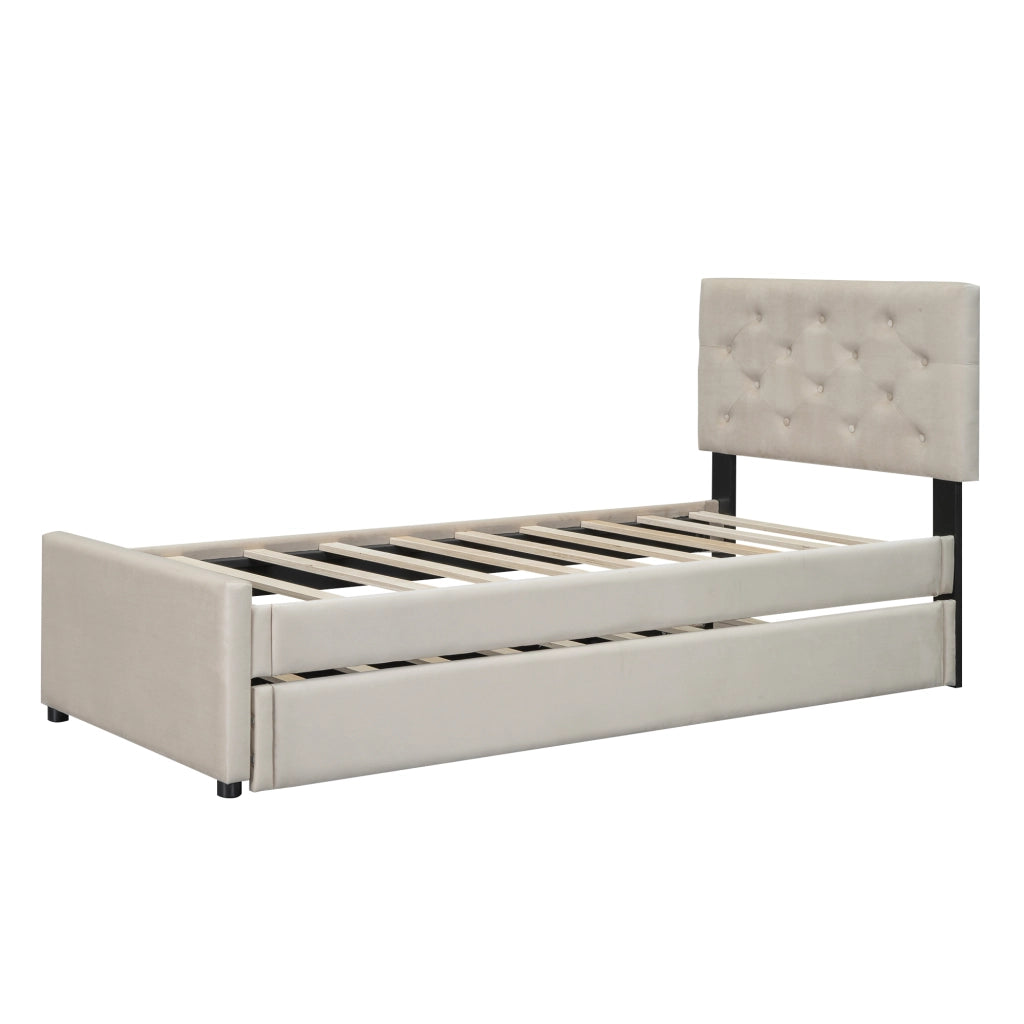 letto imbottito velluto beige 90 x 200 cm