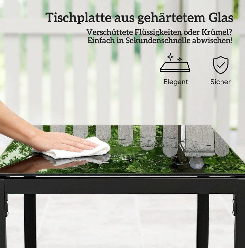 Set da Giardino in Rattan 3 Pezzi con 2 Poltrone Grigio Chiaro e Tavolino con Piano in Vetro Temperato