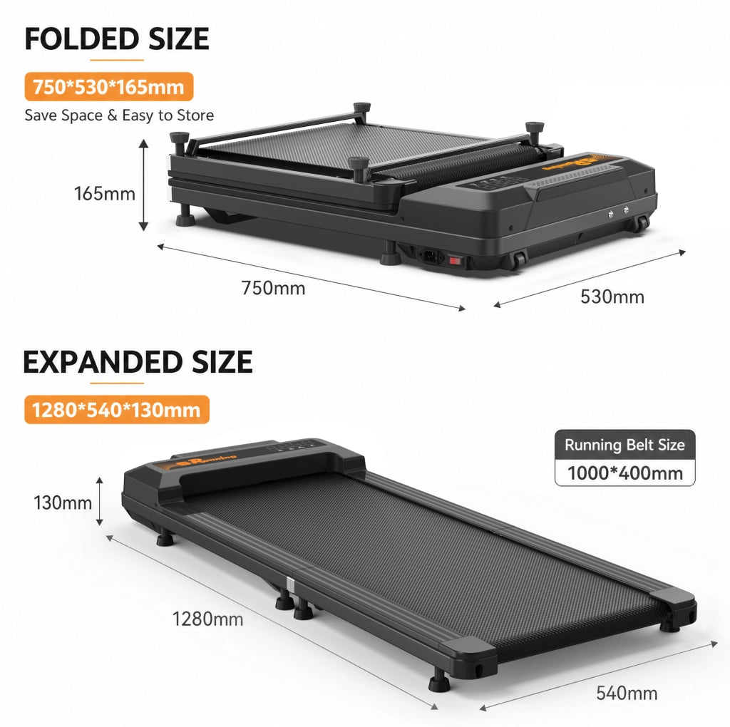 TAPIS ROULANT Pieghevole 180° 40x100 cm Nero 2,5 HP
