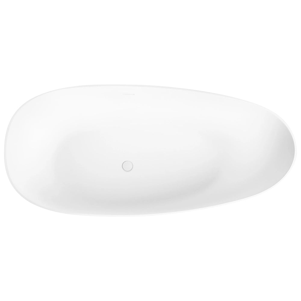 Vasca da bagno freestanding in solid surface, bianca, ovale, con bordo sottile, 170 cm