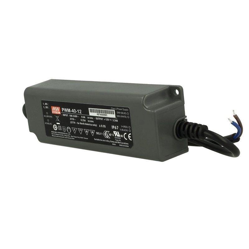 Alimentatore Led MW MEAN WELL PWM-40-12 Dimmerabile 40W 12V IP67 Dimming 3 in 1 0-10V 10V PWM Resistance