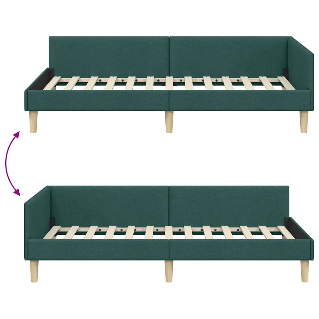 Cornice del letto ad angolo Verde Scuro 90 x 200 cm Tessuto 42016121