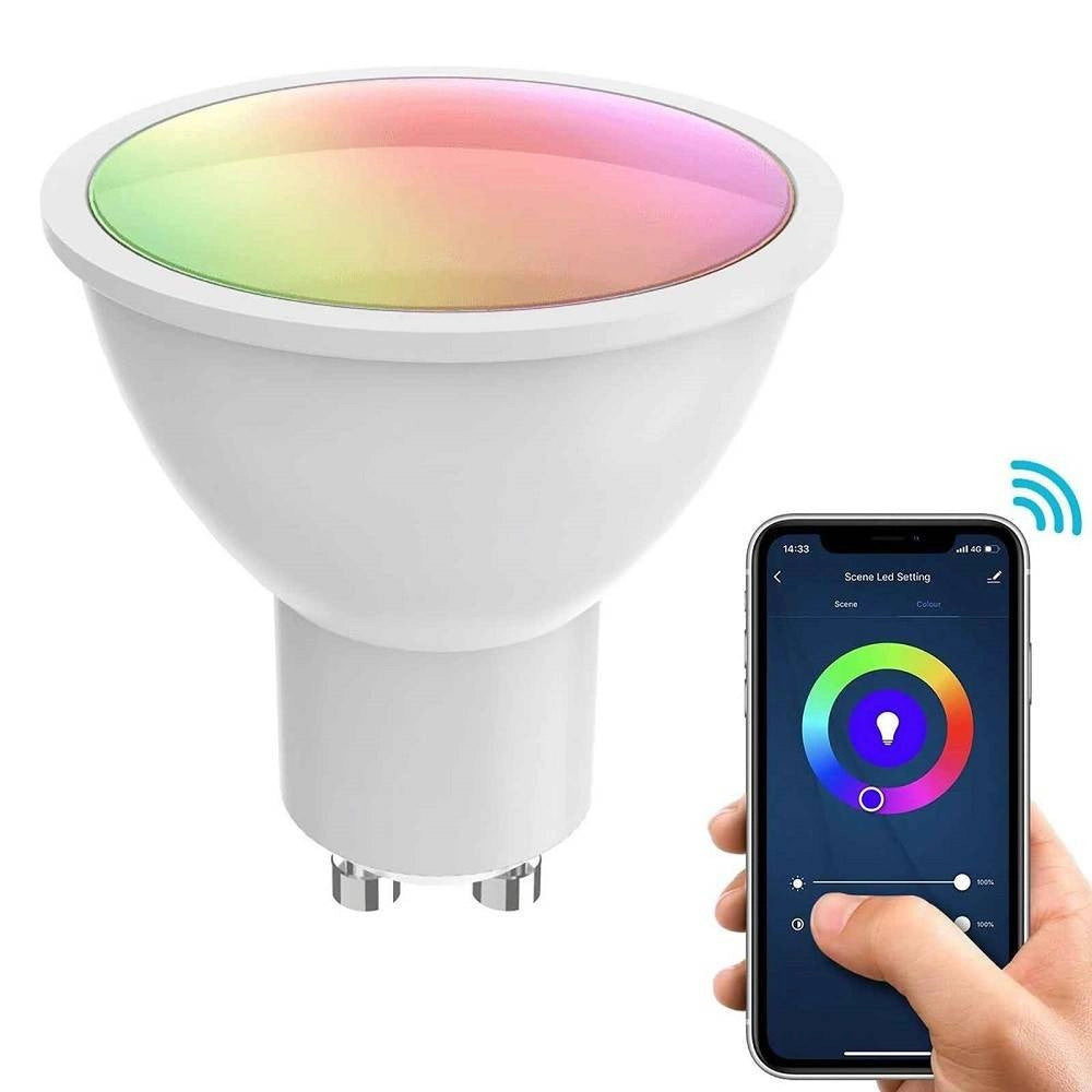 Trade Shop - Faretto Smart Incasso Tondo Brillantini Led 5 W Gu10 Rgb Wifi Alexa Google Home - Oro