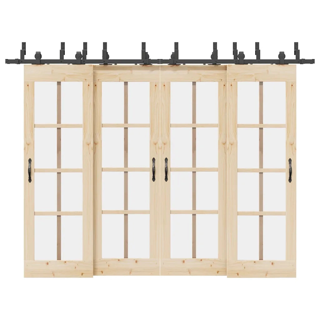 Kit di Binari per Porte Scorrevoli 305 cm Acciaio Nero