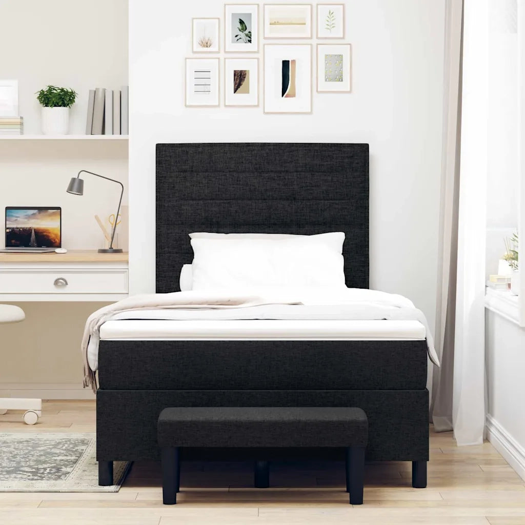 Letto a molle con materasso Nero 120 x 200 cm Tessuto