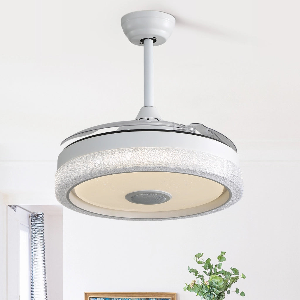 Ventilatore da soffitto 42 pollici con LED 32 W RGB e motore DC reversibile bianco