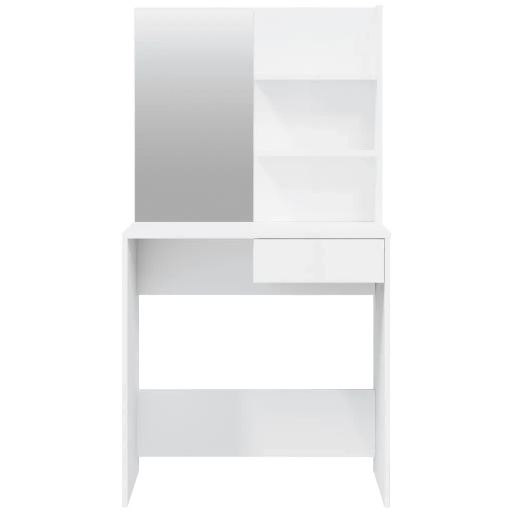 Toeletta | Tavolo da Trucco con Specchio Bianco lucido 74,5x40x141 cm