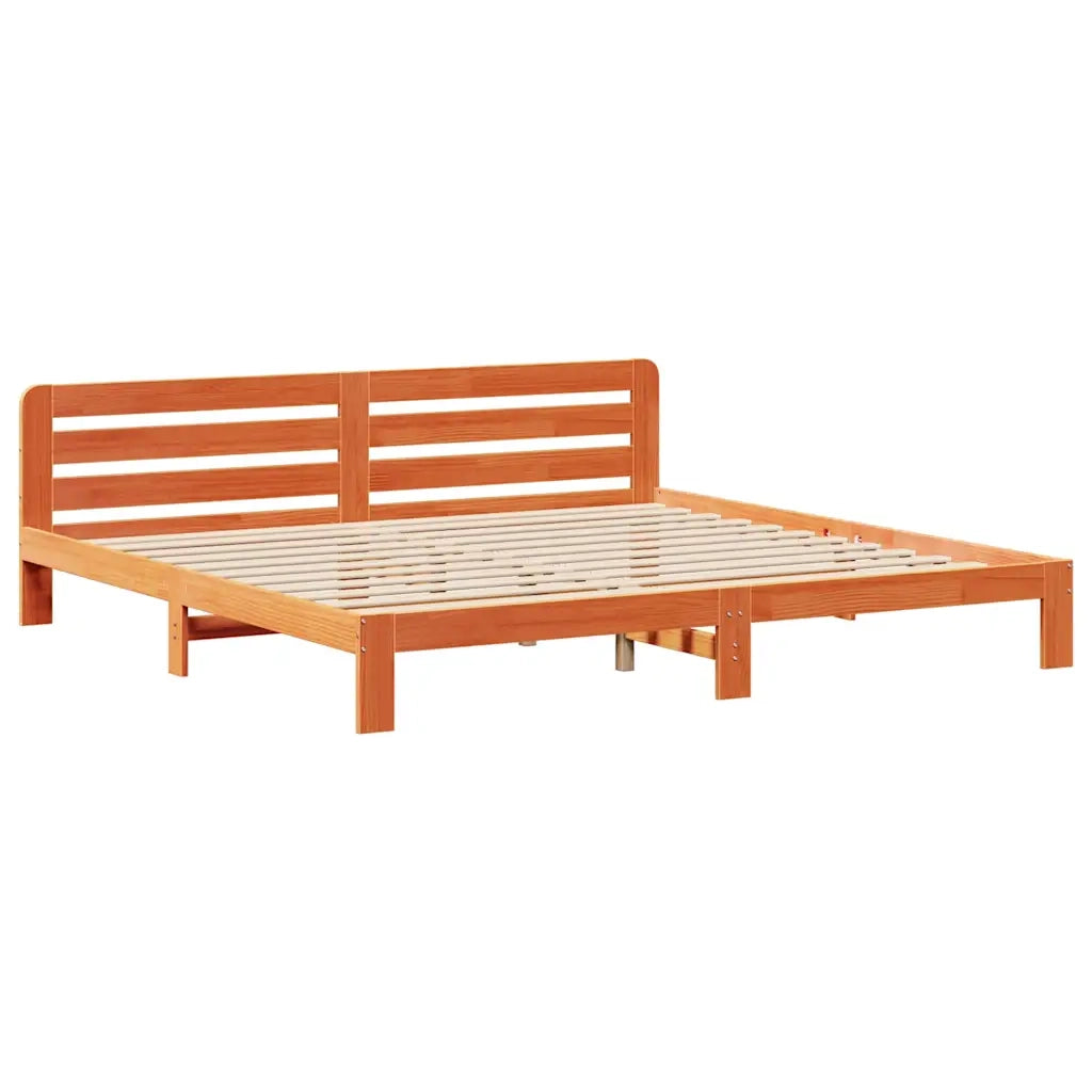 Giroletto senza Materasso Marrone Cera 200x200 cm Legno di Pino 3309937