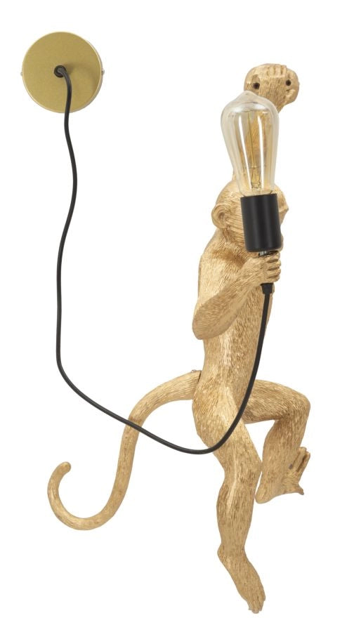 Lampada da Muro Monkey Oro 32x32x64 cm in Resina Oro
