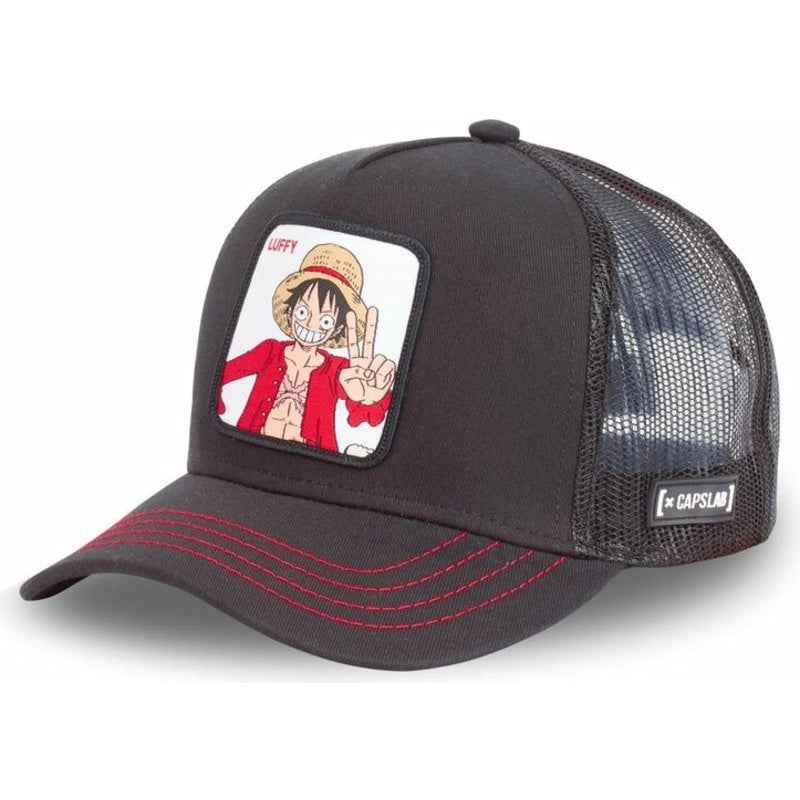 Cappellini da baseball neri con ricamo di Luffy