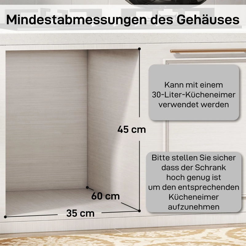 Pattumiera estraibile da incasso 30 l con 2 secchi 20 l e 10 l telaio in metallo grigia 52 × 26 × 40.8 cm