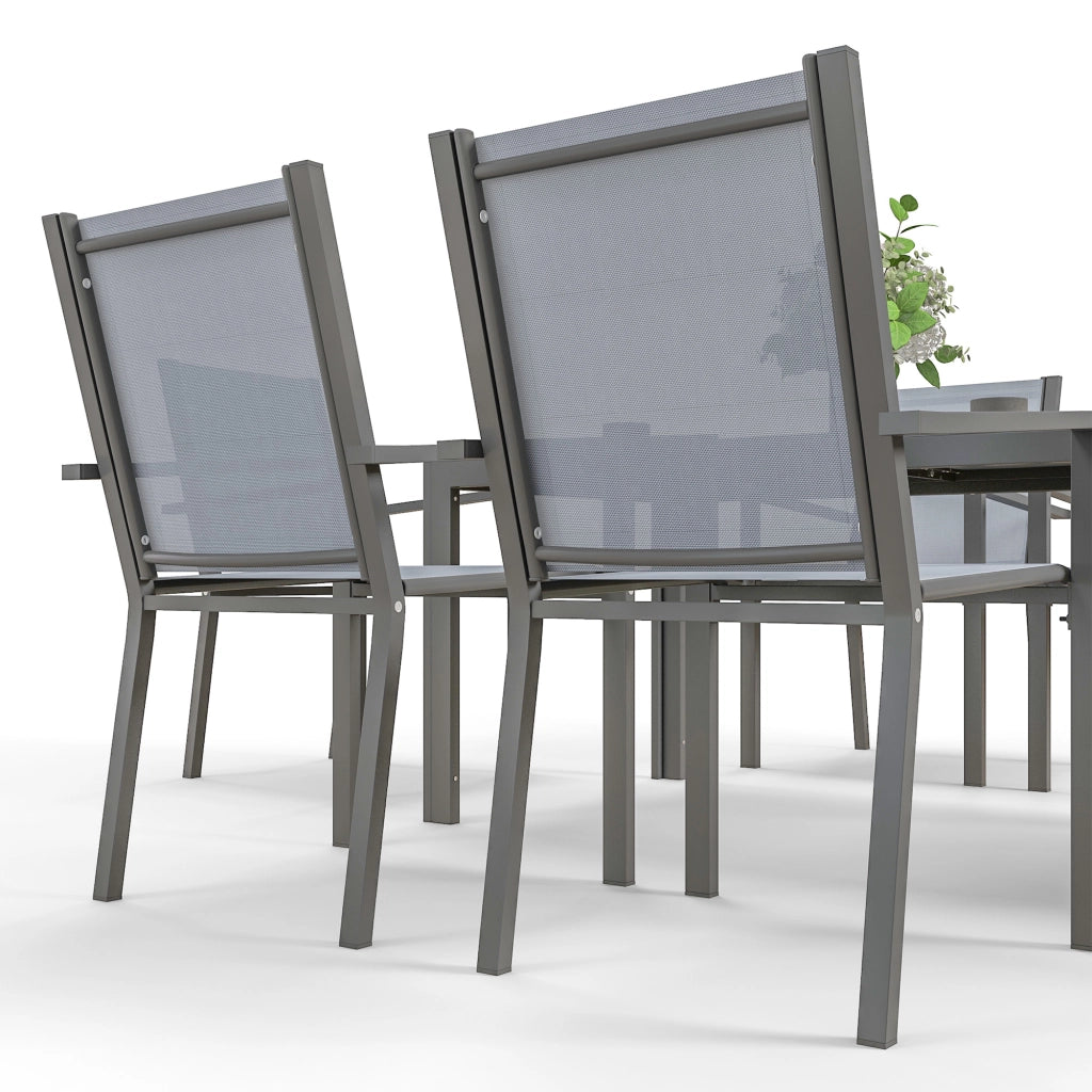Set tavolo da pranzo giardino 6 persone ¨C Xylo ¨C sedie impilabili telaio acciaio grigio