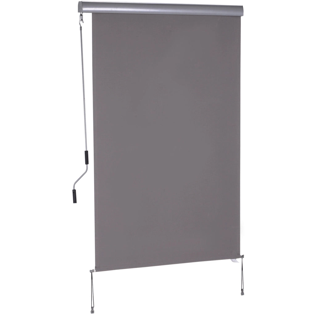 Tenda a rullo verticale 120 x 200 cm per balcone con manovella, protezione dal vento e dalla vista, colore grigio