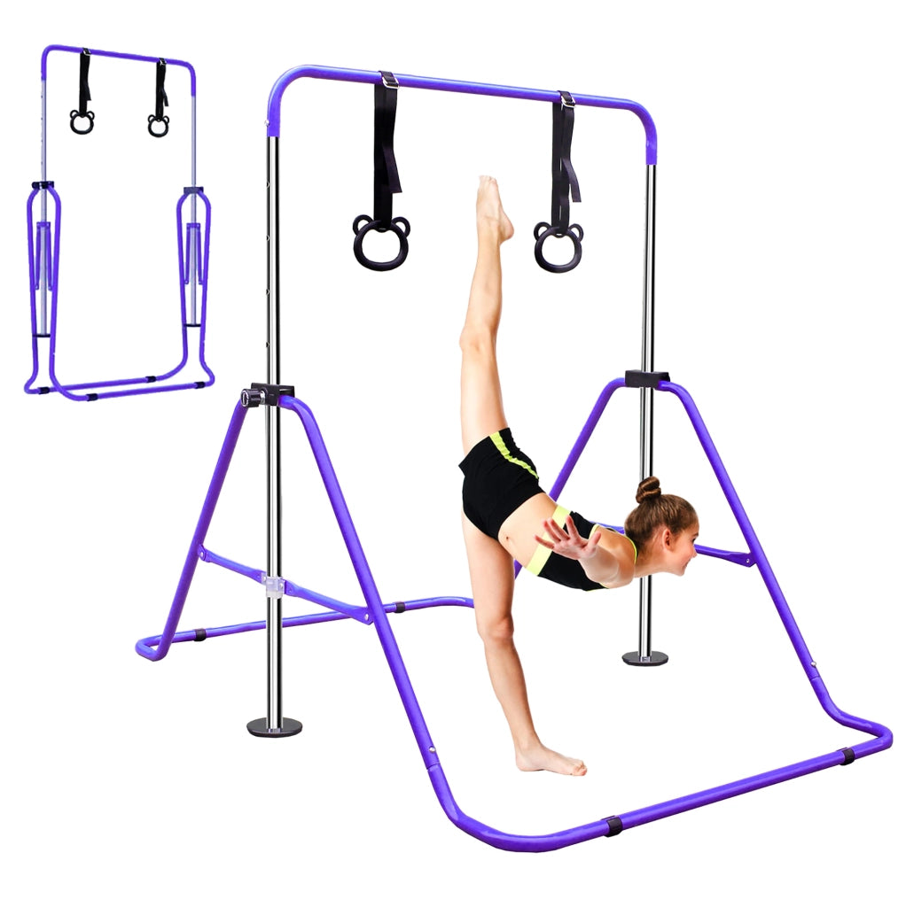 Sbarra ginnastica bambini regolabile 88;9-129;54 cm viola in ferro; pieghevole