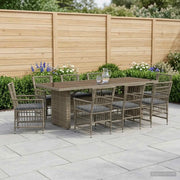 Set da pranzo per esterni 9 pz Grigio polyrattan 3448946