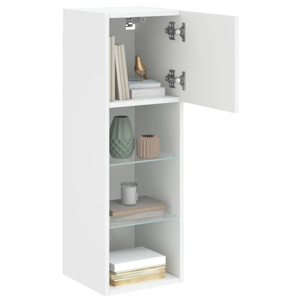 Mobili Porta TV con Luci LED 2 pz-Credenza per TV Bianchi 30,5x30x90 cm
