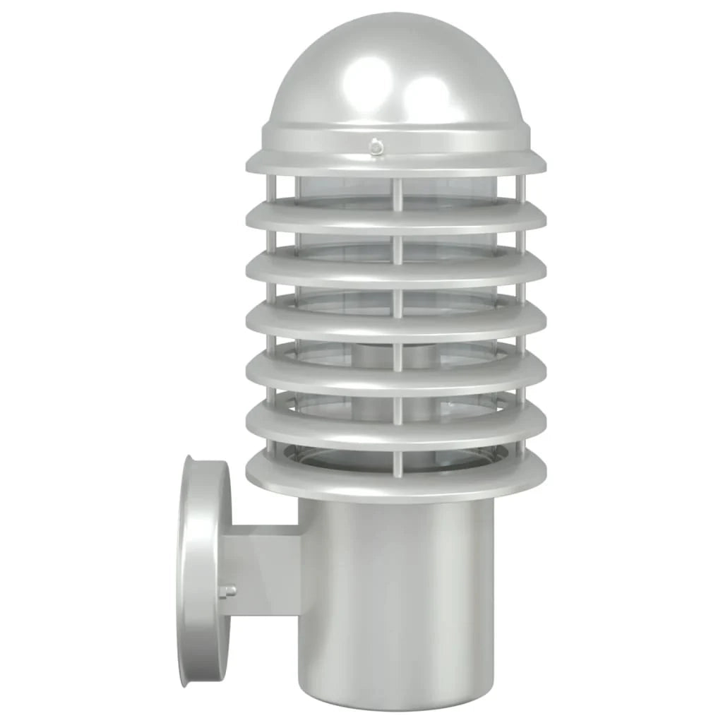 Applique da esterno 15 x 15 x 33,5 cm resistente alle intemperie design moderno in acciaio inox argento 02_0056567