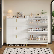 Scarpiera in MDF bianca a 3 livelli con ripiani regolabili; 80 ¡Á 23 ¡Á 123.5 cm