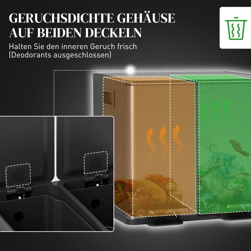 Cestino doppio ¨C Minimal ¨C Acciaio inox, plastica, nero
