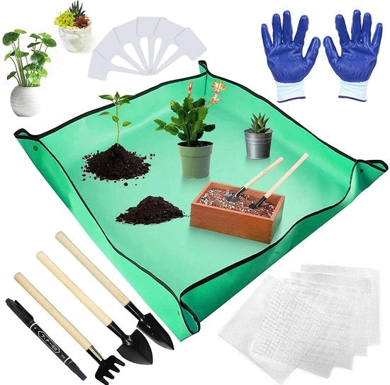 Mat di giardinaggio impermeabile, letto di semi, lettiera per piante, lettiera per piante pieghevole, contenitore per innaffiare, kit di giardinaggio mini, per semi, piante robuste, 100 * 100cm