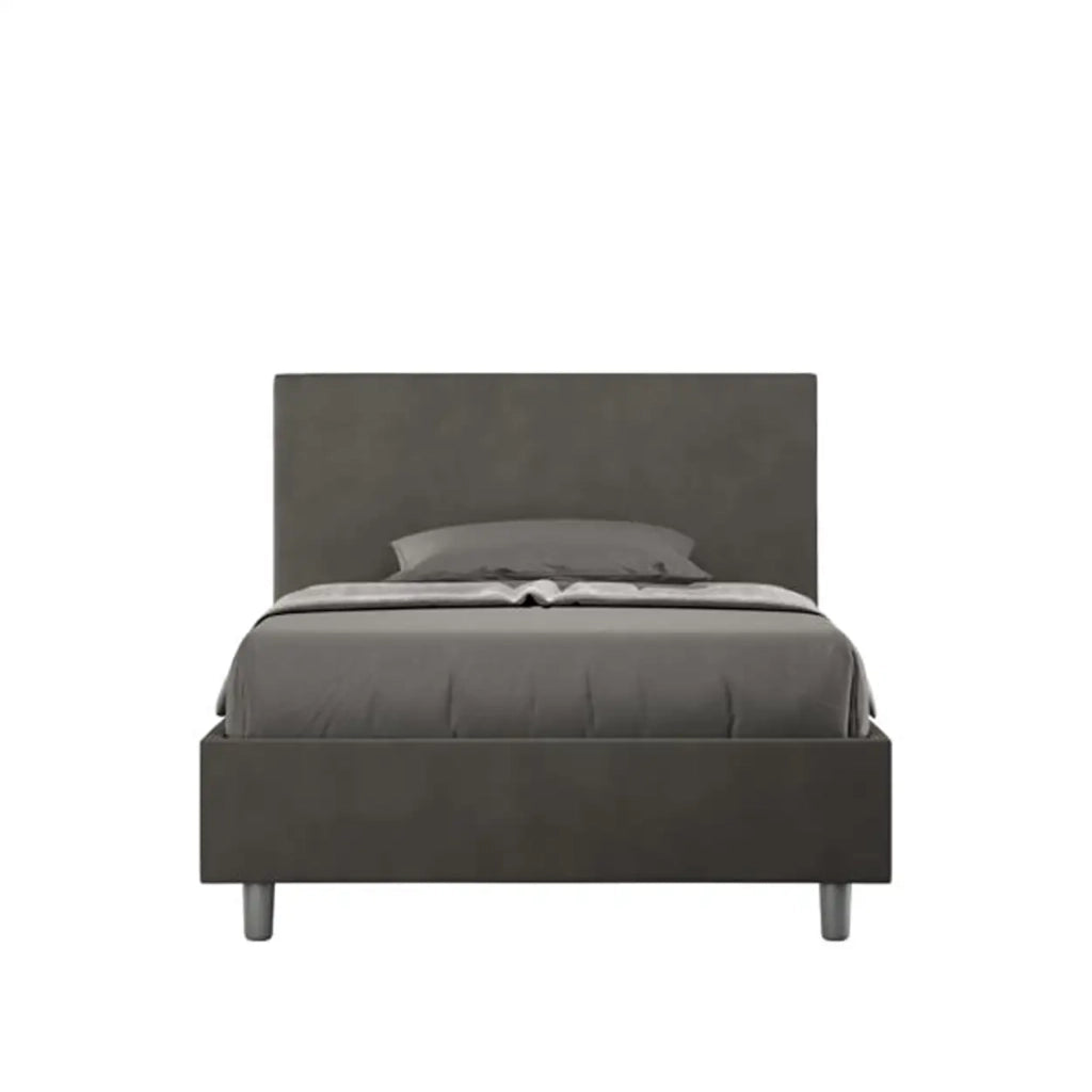 Letto una piazza e mezza contenitore imbottito 120x200 microfibra grigio Adele