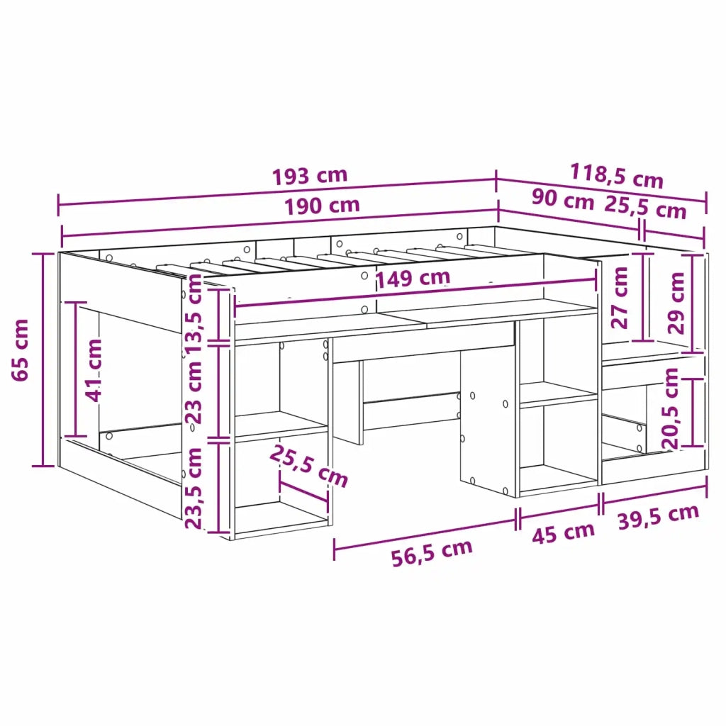 Struttura per Letto per Bambini con Ripostiglio Rovere Sonoma 3422629
