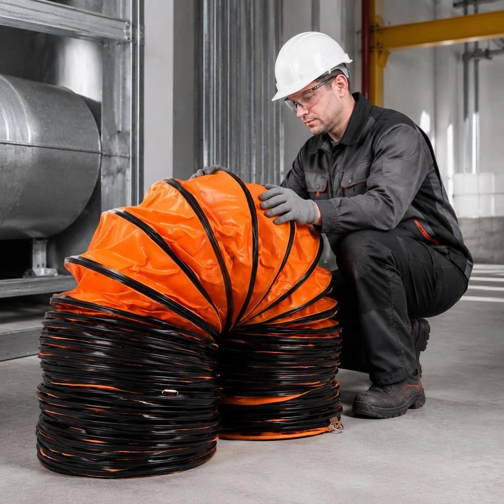 Air Transport Hose 9.8 M Fan Diameter, 30.48 Cm Warm Air Hose, 35 X 35 X 28 Cm Ventilation Hose Construction Site Hose, Orange Ventilation Hose