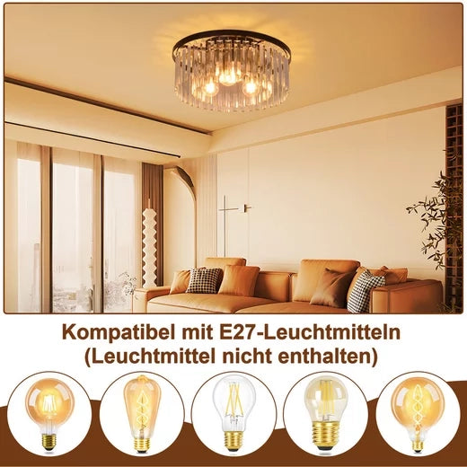 ZMH Lampada da soffitto nera moderna in cristallo E27 per soggiorno cucina ufficio