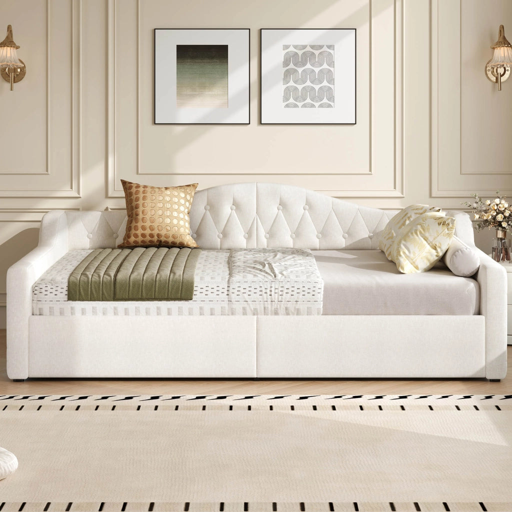 Daybed Imbottito 140x200 cm con LED; Beige