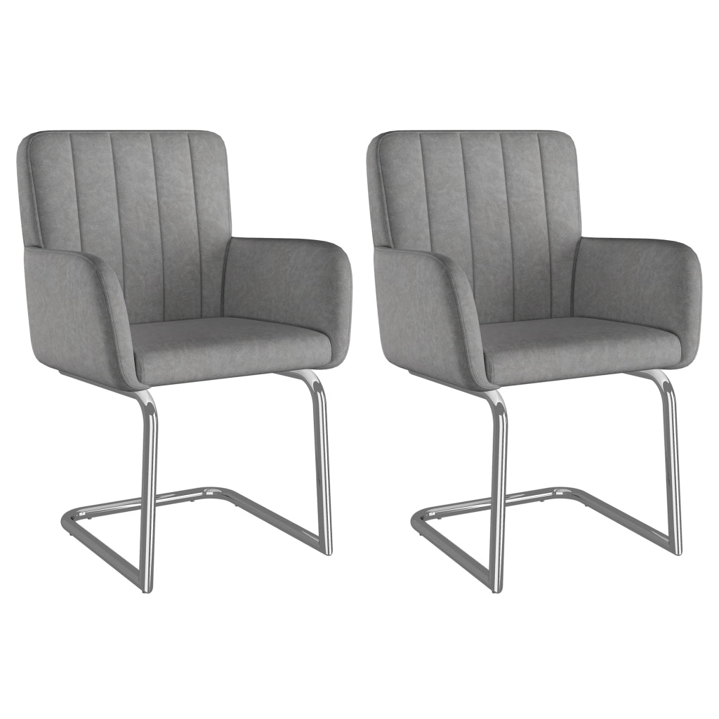 Set di 2 sedie da pranzo impilabili - con design ergonomico e schienale a Z - in similpelle grigio