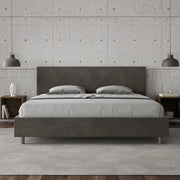 Letto imbottito Matrimoniale 180x190 cm Adele - Con rete,Microfibra,Grigio