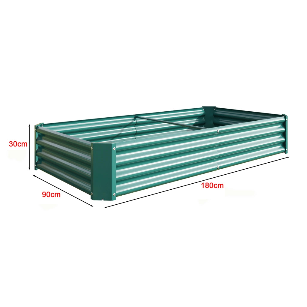 Orto rialzato in metallo aperto verde con pannelli in acciaio zincato per verdure erbe e fiori 180 × 91 × 30 cm