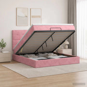 Letto ottomano con materasso Rosa 140 x 190 cm Velluto 3457724