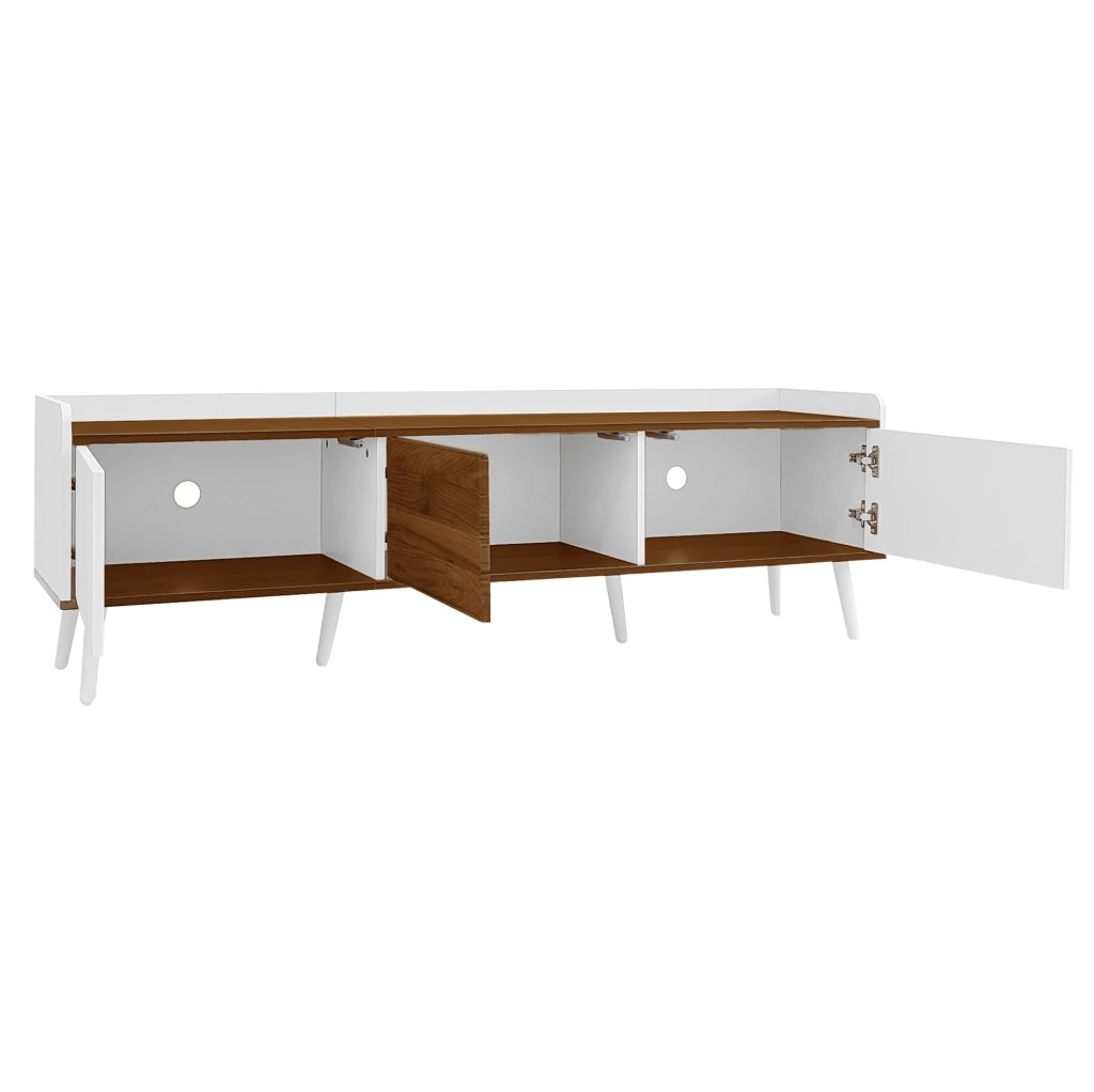 Mobile TV 160x39x49,5 cm a 3 ante in MDF e truciolare bianco e naturale