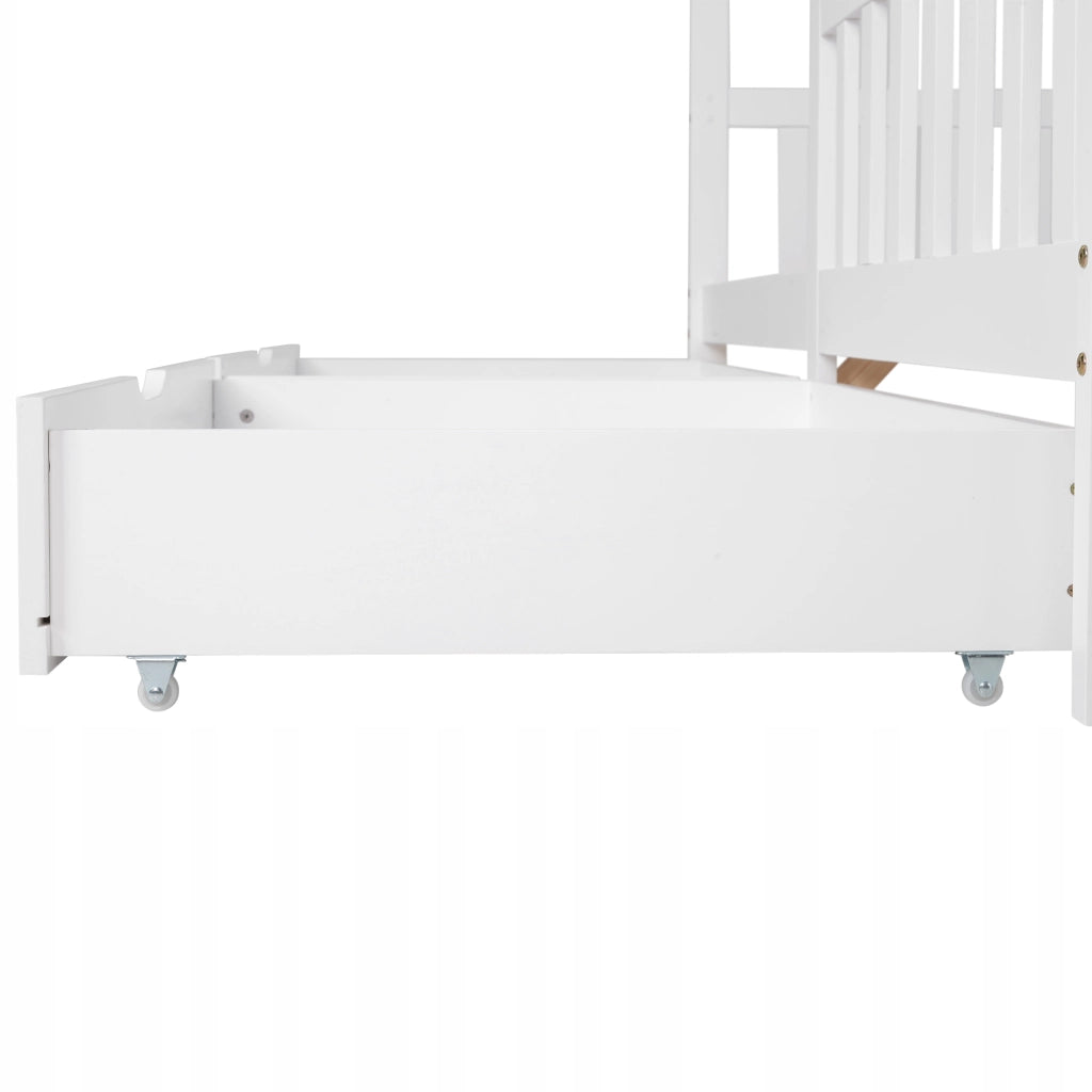 Letto singolo per bambini - Xylo - 200x90 - Bianco - Con 2 cassetti