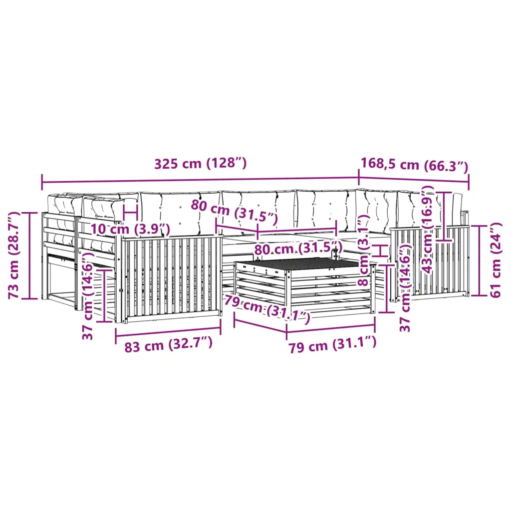 Set di divani da esterno 7 pz Bianco e Beige 3390123