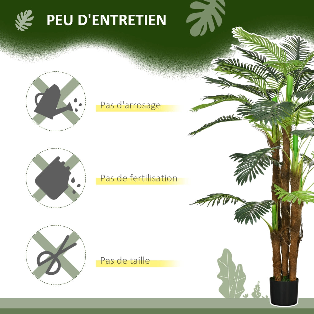 Palma Artificiale H 1,6 m Pianta Finta con Tronco e 36 Foglie Albero Decorativo con Vaso per Casa e Ufficio
